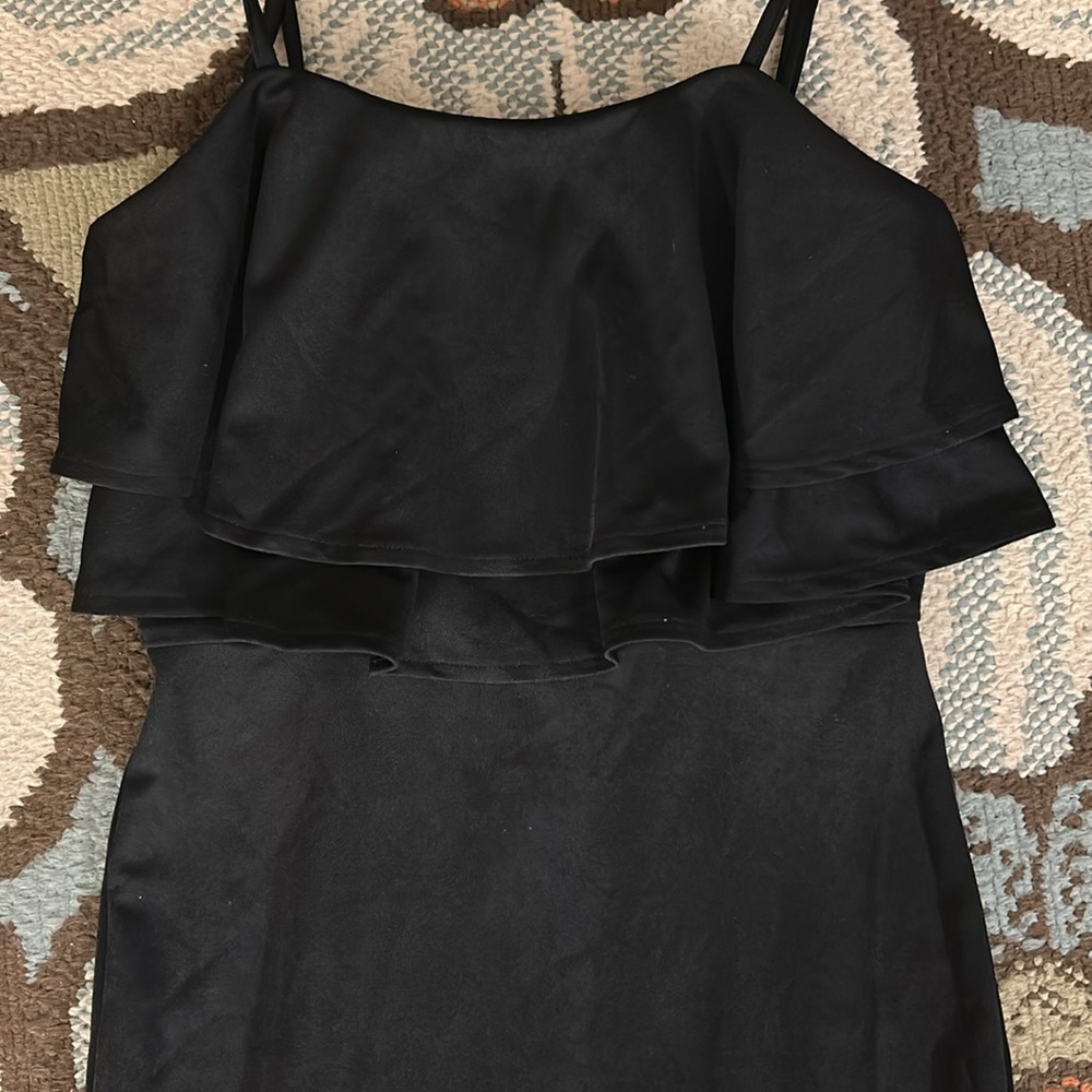 Classic Black Ruffle Midi Dress - Picture 2 of 4